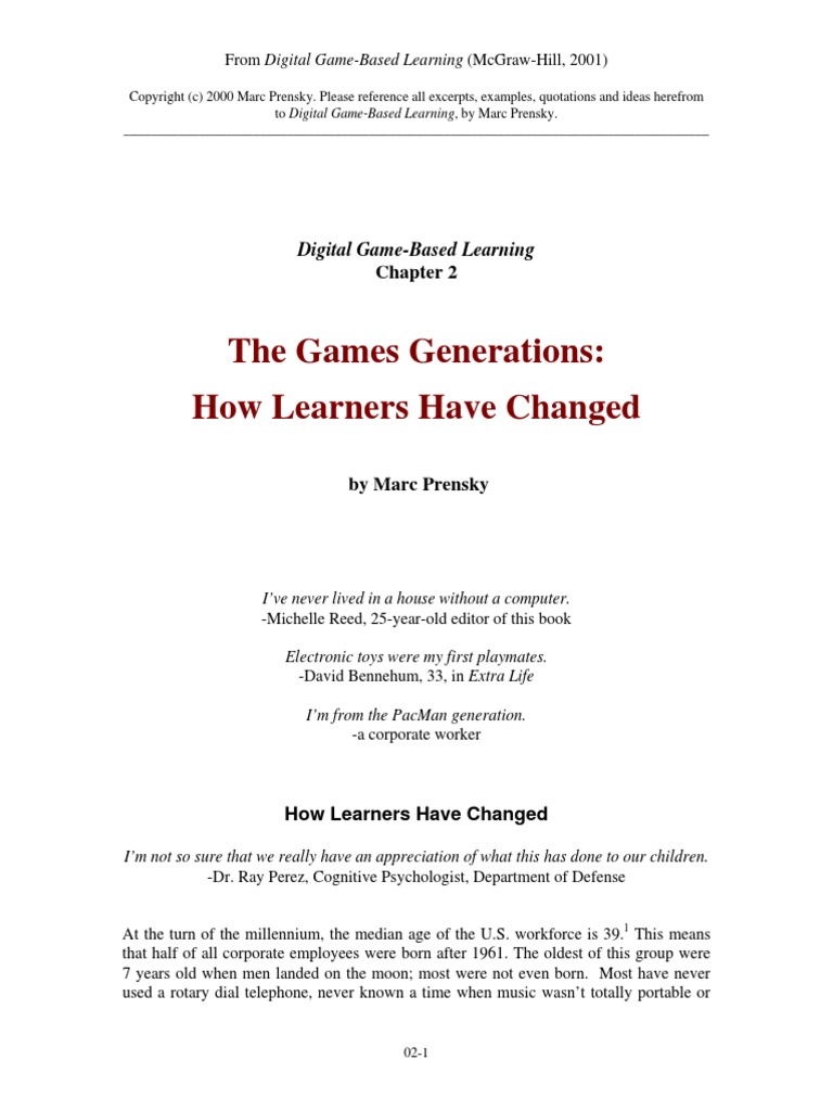 Prensky - Ch2-Digital Game-Based Learning | PDF | Neuroplasticity ...