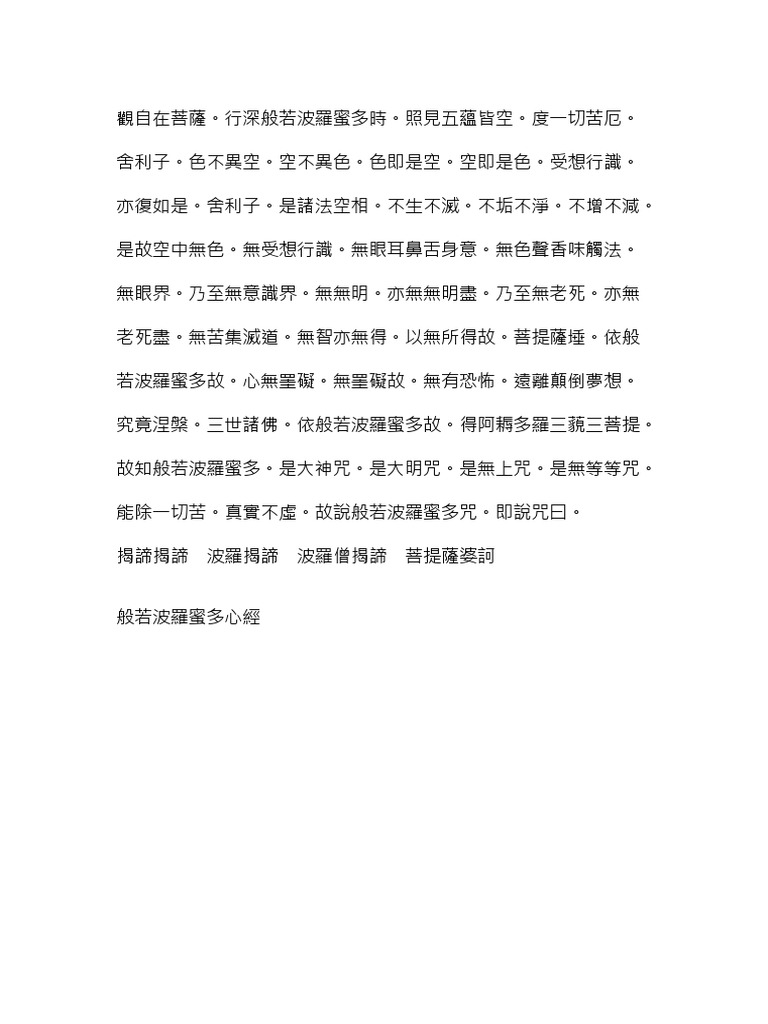 般若波羅蜜多心經 Pdf