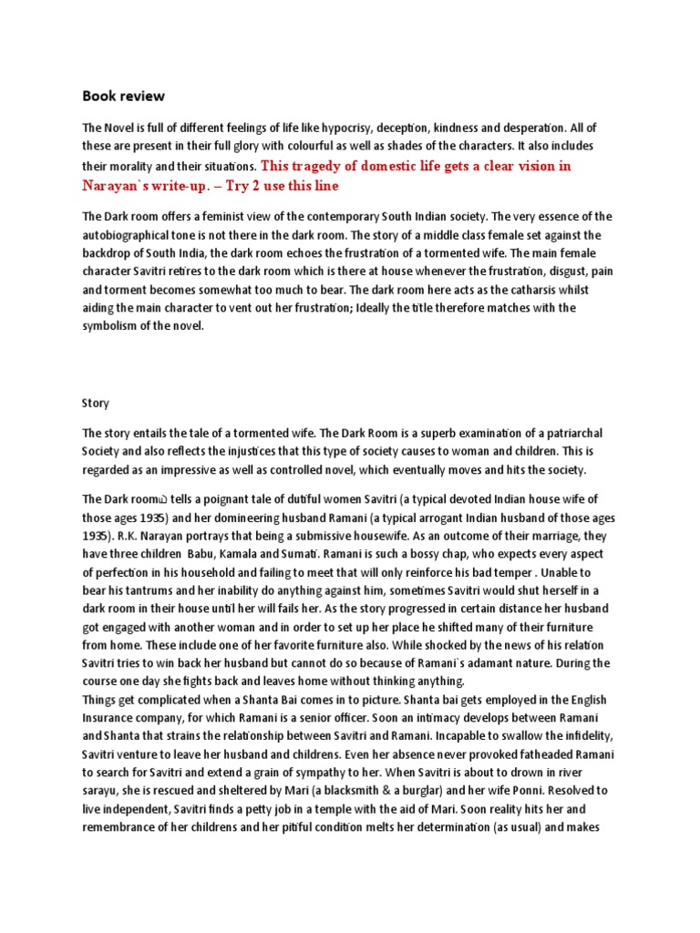 Book Review of the Dark Room by R.K. Narayan