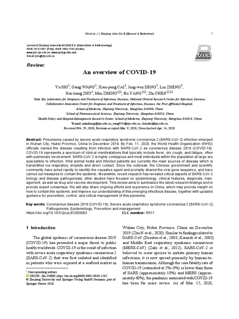 An Overview of COVID-19: Review | PDF | Transmission (Medicine) | Infection