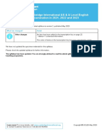 Syllabus Update: Cambridge International AS & A Level English Language (9093) For Examination in 2021, 2022 and 2023