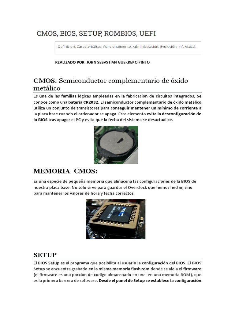 CMOS, BIOS y UEFI: componentes clave de las placas base | PDF | Bios | Cmos
