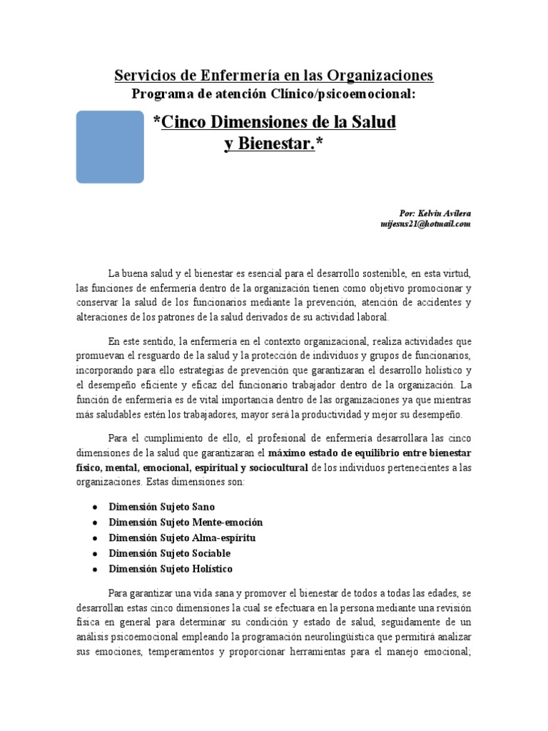 5 Dimensiones de La Salud y Bienestar | PDF | Bienestar | Las emociones
