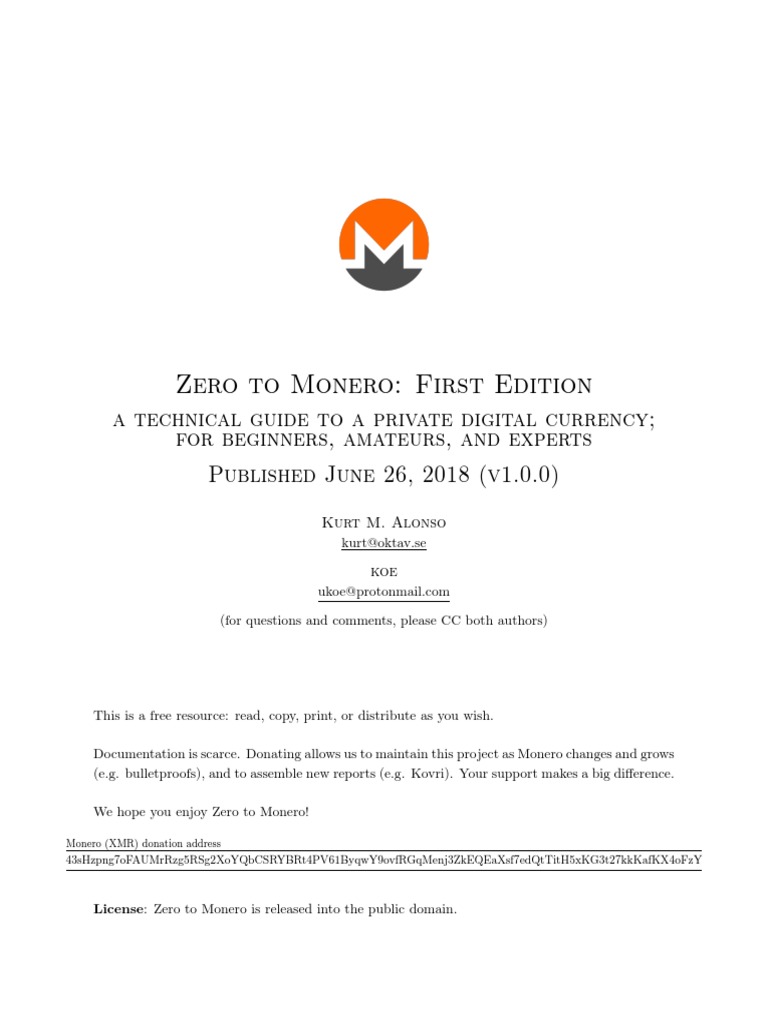 Zero To Monero 1 0 0 PDF | PDF | Cryptography | Cryptocurrency