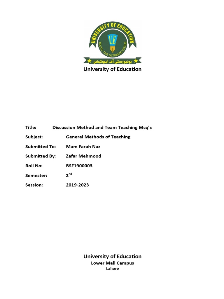 Discussion Method and Team Teaching Method | PDF | Teaching Method ...