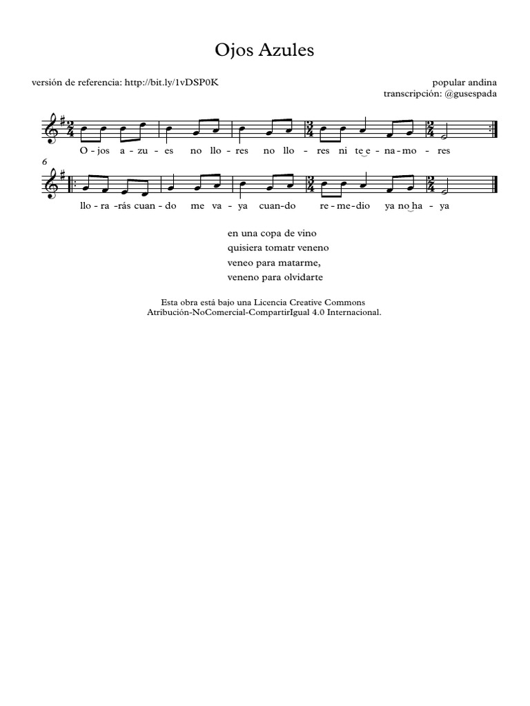 Ojos Azules Partitura Completa PDF