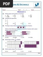 Fractions & Decimals Printable Worksheet PDF