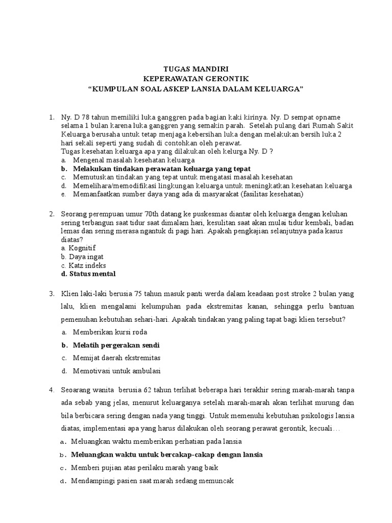 Contoh Soal Keperawatan Gerontik Docx