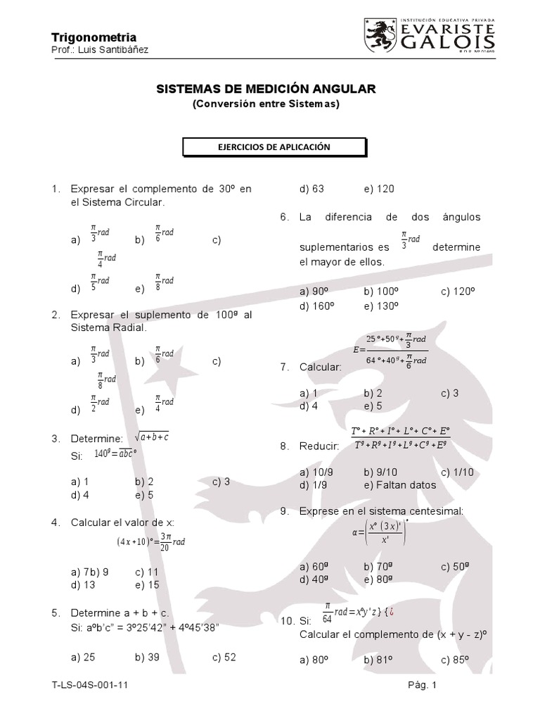 Sistemas de Medicion Angular | PDF | Medida Geométrica | Matemática ...