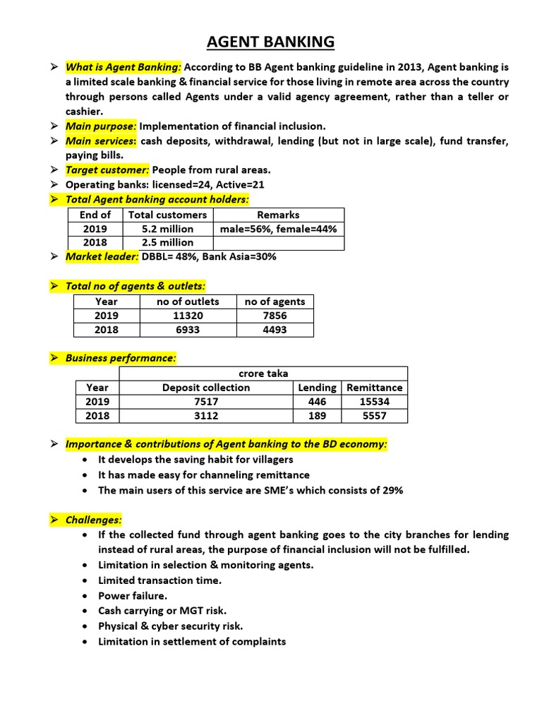 Agent Banking Overview and Impact | PDF