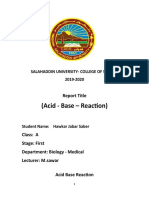 Acid-Base Reaction Report from Salahaddin University Biology Student