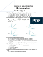 Class 12 Important Questions For Chemistry - Electrochemistry PDF