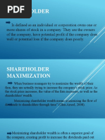 Shareholder Maximization