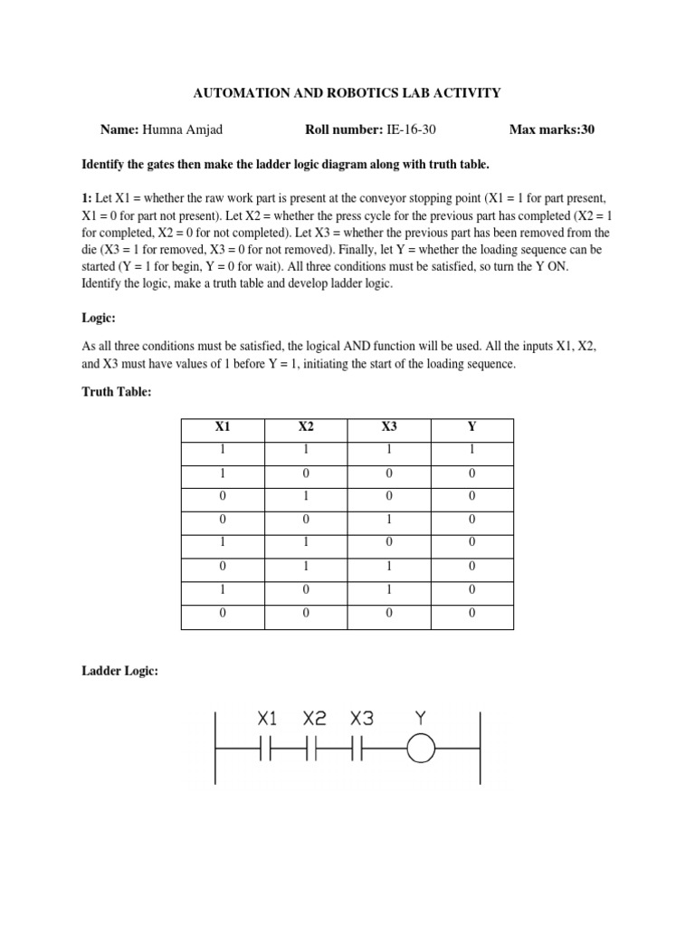 Ladder Logic and Truth Tables for Automation | PDF | Automation ...
