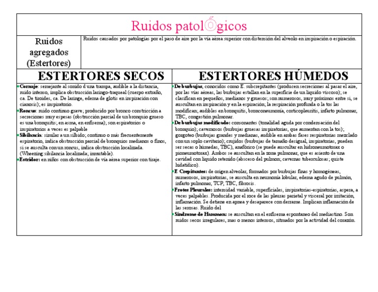 Tipos de Estertores Pulmonares | PDF | Pulmón | Tos