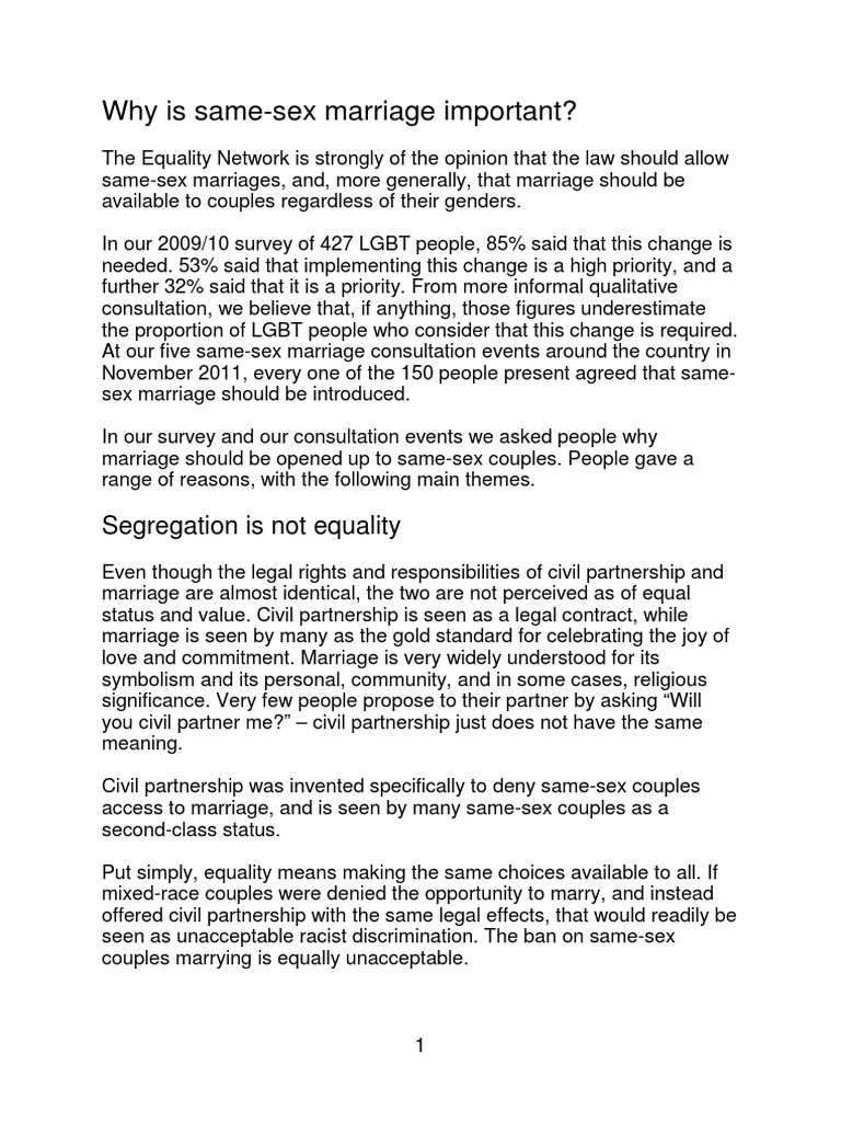 Importance of Same-Sex Marriage | PDF | Civil Union | Same Sex Marriage