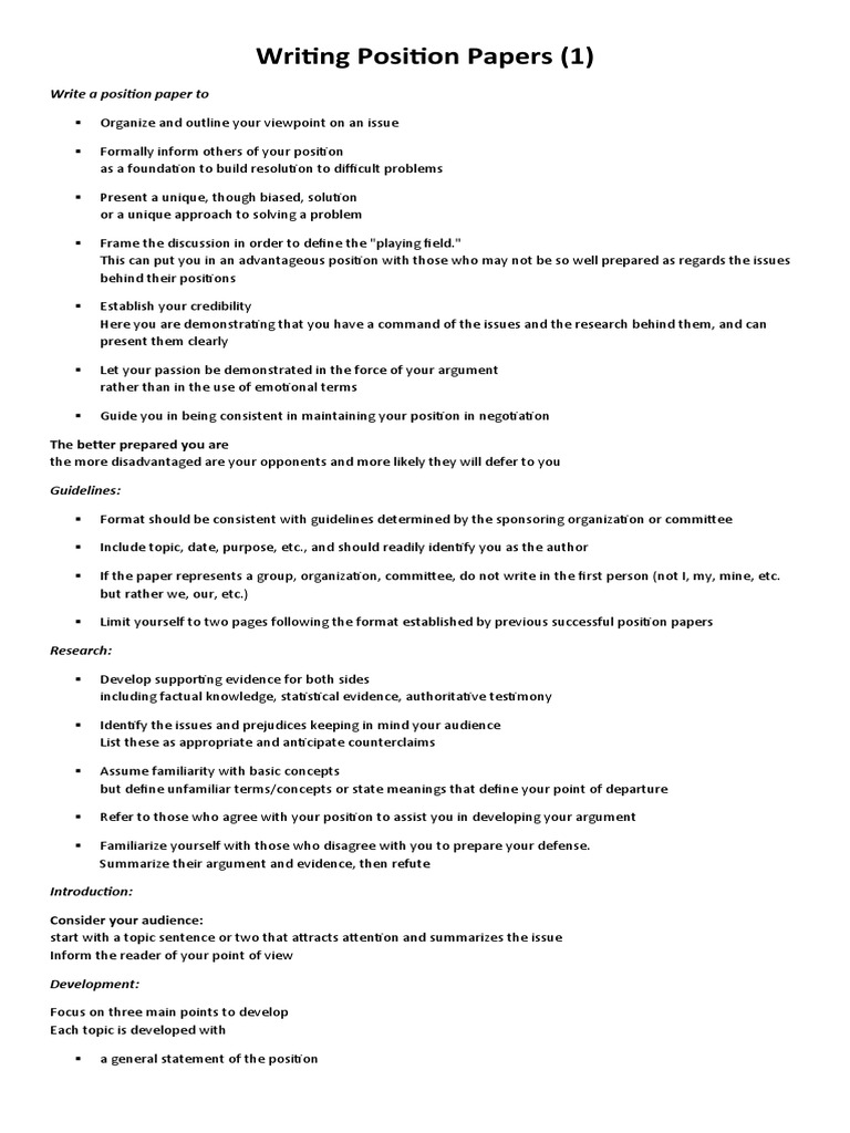 Writing Effective Position Papers | PDF | Essays | Argument