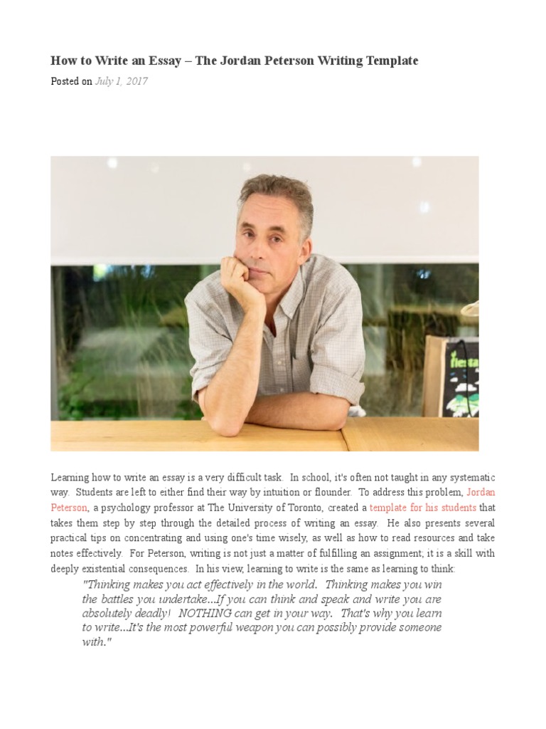How To Write An Essay The Jordan Peterson Writing Template Download