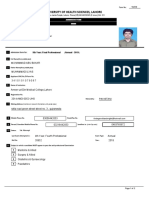 University of Health Sciences, Lahore: Admission Form For