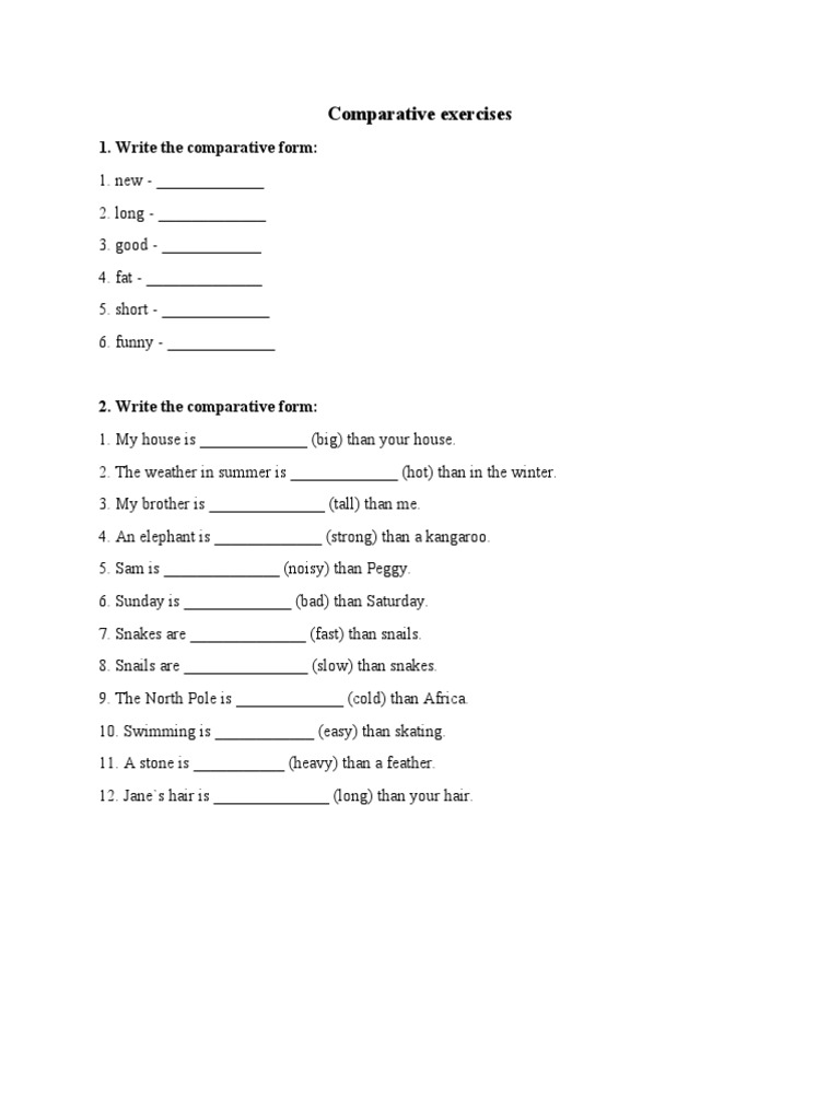 Comparative Exercises: 1. Write The Comparative Form | PDF