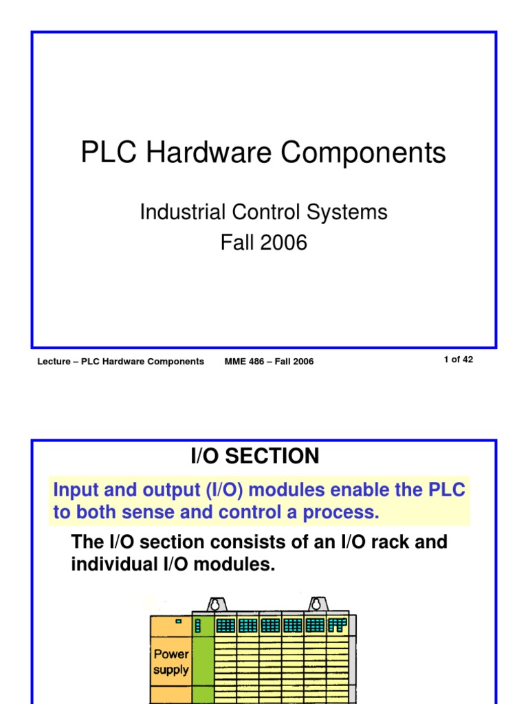 PLC Hardware Components: Industrial Control Systems Fall 2006 | PDF ...