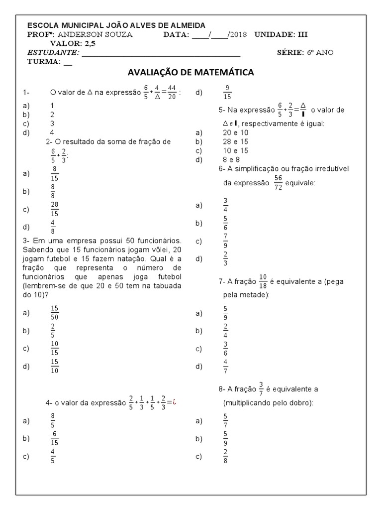 SIMPLIFICAÇÃO DE FRAÇÕES EXERCÍCIOS - 6º ANO 