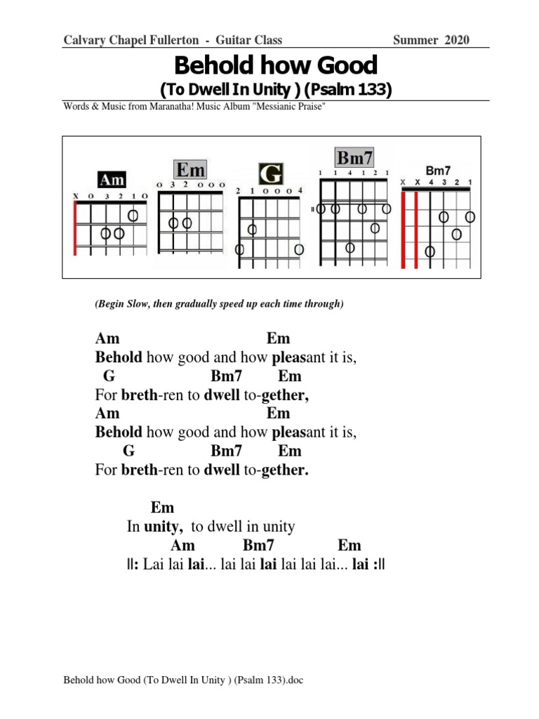 Behold How Good (To Dwell in Unity) (Psalm 133) | PDF