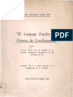 León Rey - 1954 - El Lenguaje Popular Del Oriente de Cundinamarca