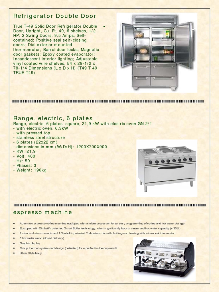 Kitchen Equipment PDF Dishwasher Refrigerator