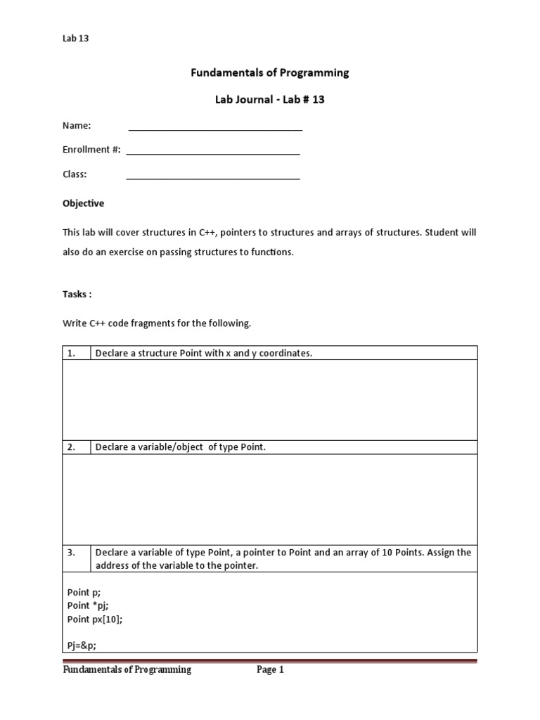 C++ Structures and Pointers Lab Guide | PDF | Subroutine | Pointer ...