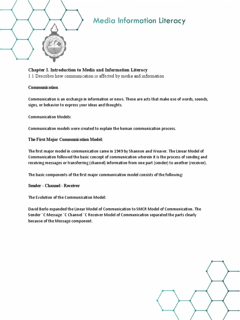 Chapter 1 Intro To Media And Info Literacy 1 1 Pdf Communication