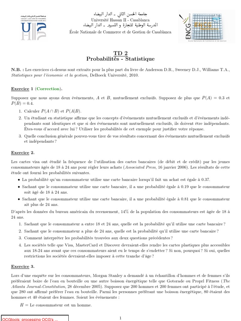 Td2 P 2 Probabilite Banques
