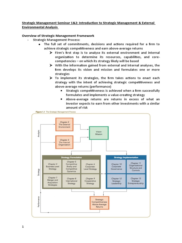 Strategic Management Framework Overview | PDF | Competition | Strategic ...