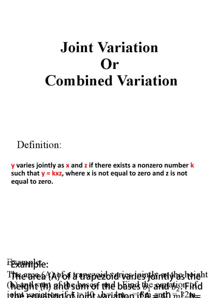 Joint and Combined Variation Explained | PDF