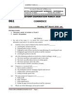 Commerce: Form One Midterm Examination March 2020