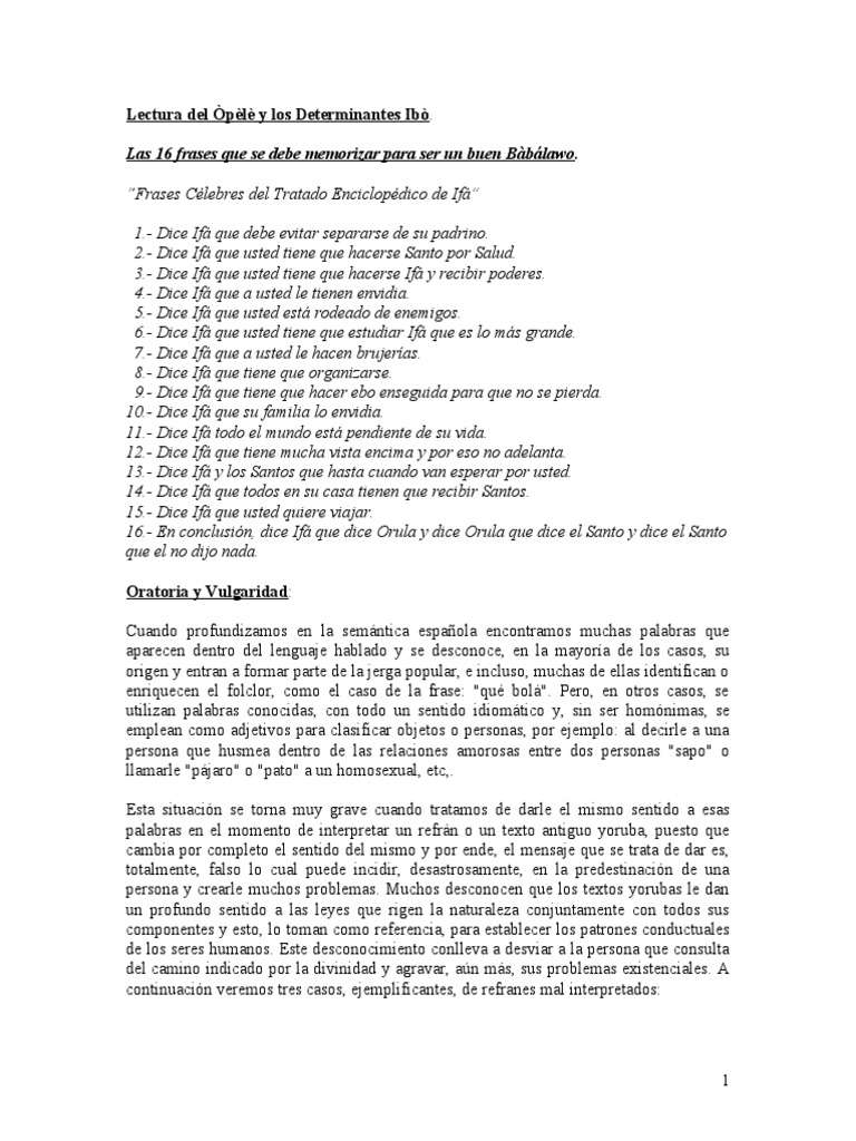 Lectura Del Òpèlè y Los Determinantes Ibò | PDF | Aves | Comportamiento