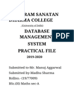 Atmaram Sanatan Dharmacollege Database Management System Practicalfile