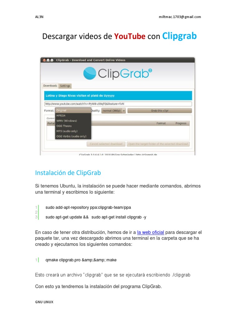 Instala ClipGrab en GNU/Linux | PDF | Informática