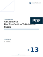 All About #13 Five Tips On How To Behave in Russia: Lesson Notes