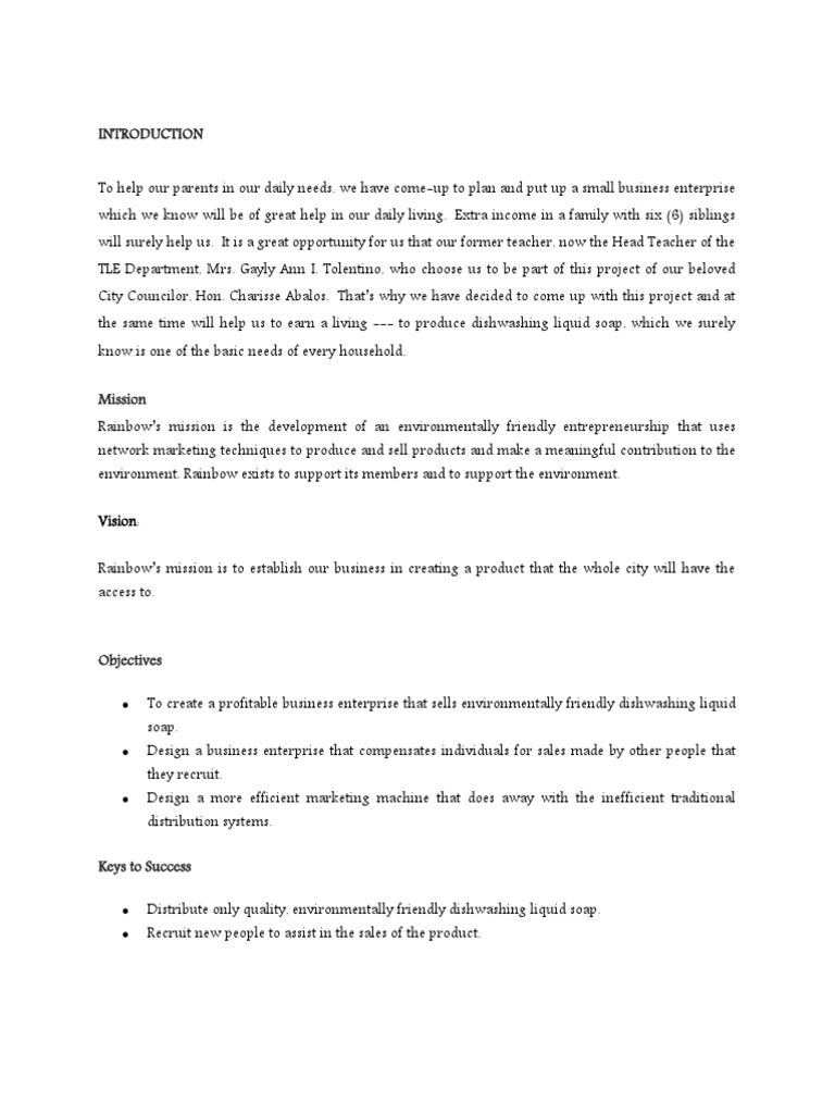 Business Plan Liquid Soap PDF Multi Level Marketing Business