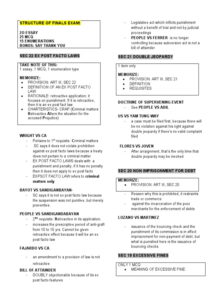 Ex Post Facto Laws Exam Structure | PDF | Ex Post Facto Law | Justice