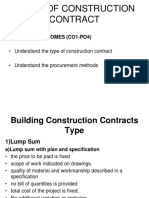 Types of Construction Contract: Week 2 Learning Outcomes (Co1-Po4)