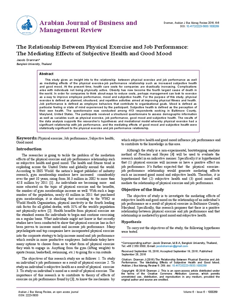 The Relationship Between Physical Exercise and Job Performance ...