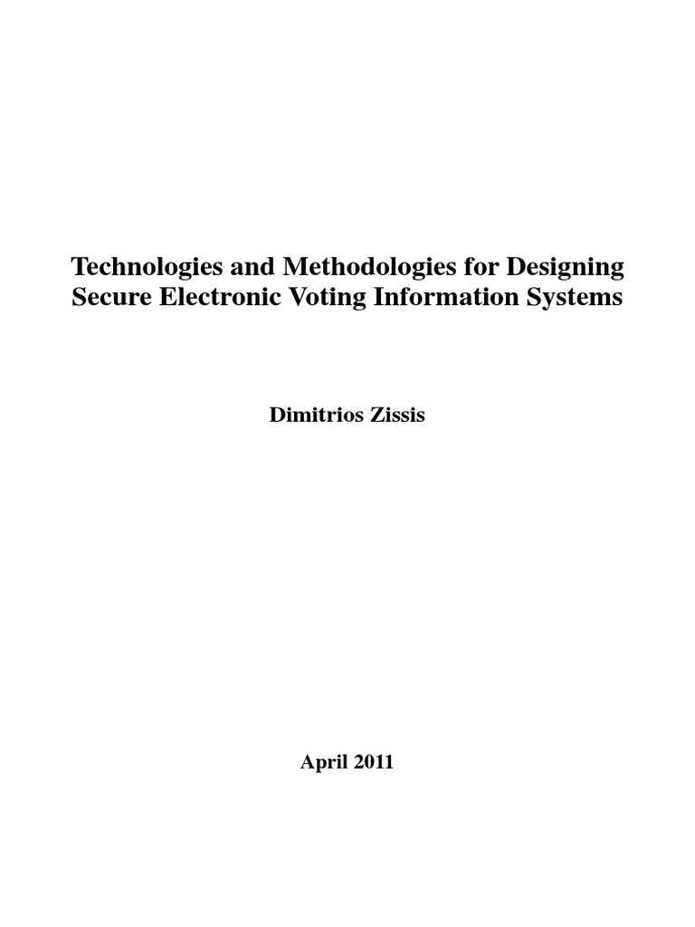 Secure Electronic Voting Design Methods | PDF | Electronic Voting ...
