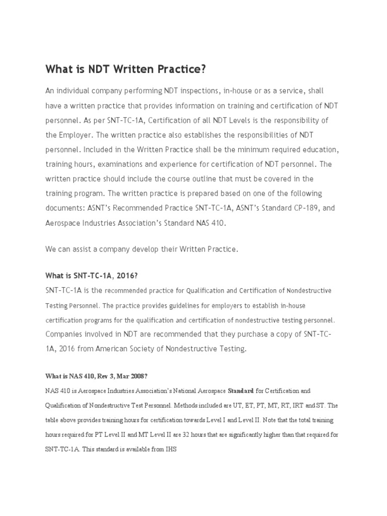 NDT Written Practice Overview | PDF | Nondestructive Testing | Evaluation