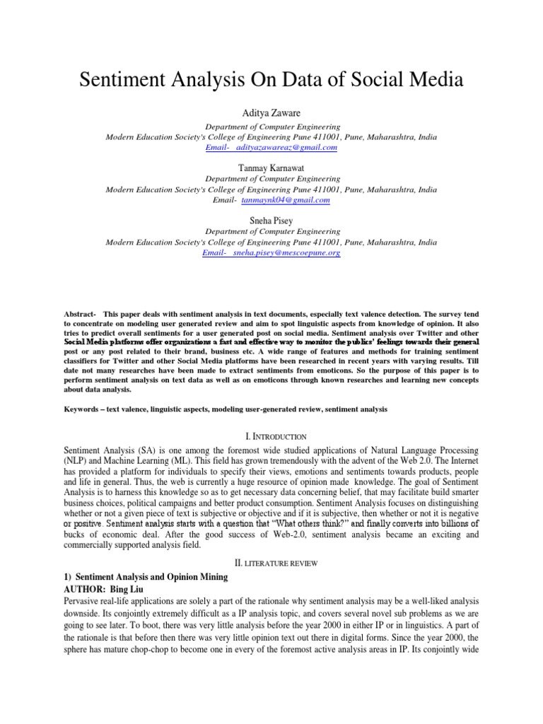Sentiment Analysis of Social Media Posts | PDF | Social Media | Popular ...
