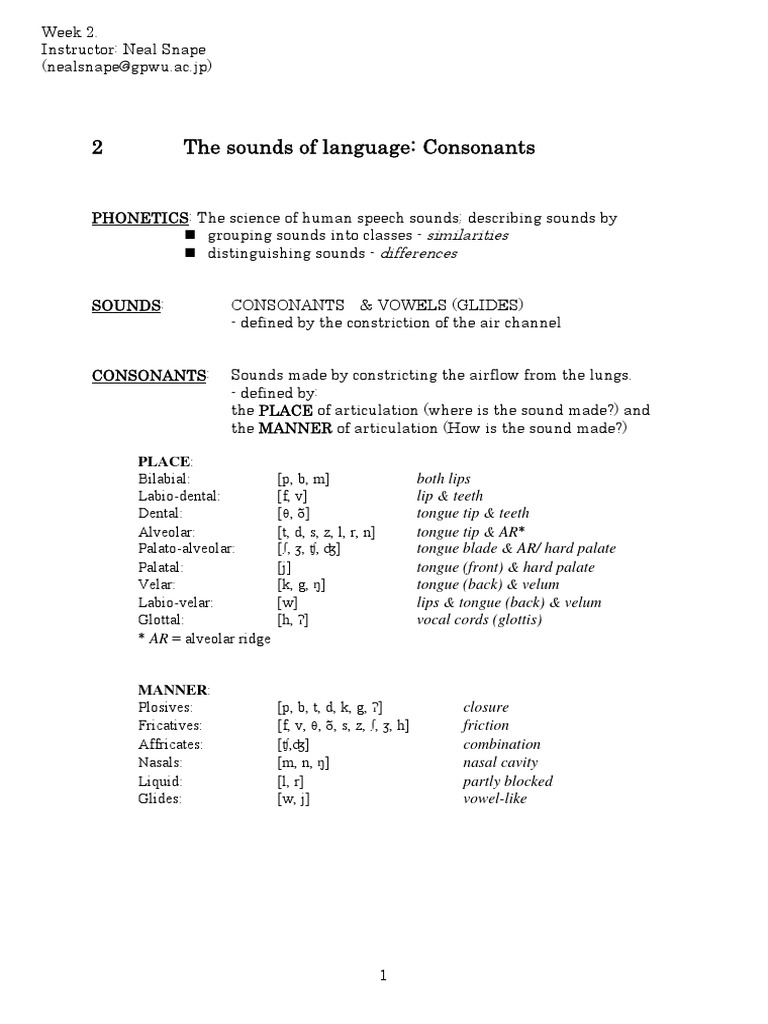 Banan 1 Phonetics Consonant