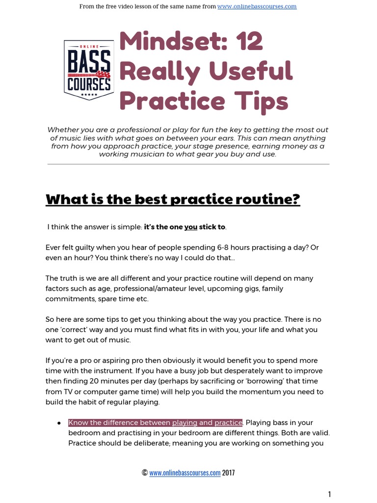Mindset: 12 Really Useful Practice Tips: What Is The Best Practice ...