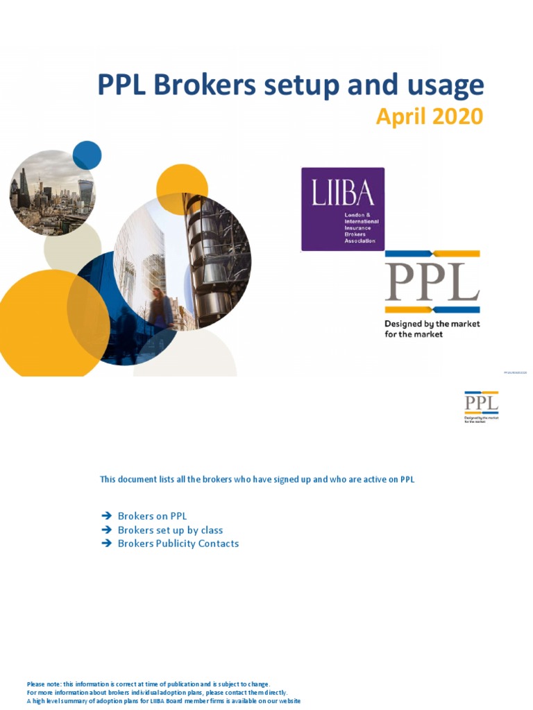 PPL Brokers Setup and Usage: April 2020 | PDF | Insurance | Financial Risk