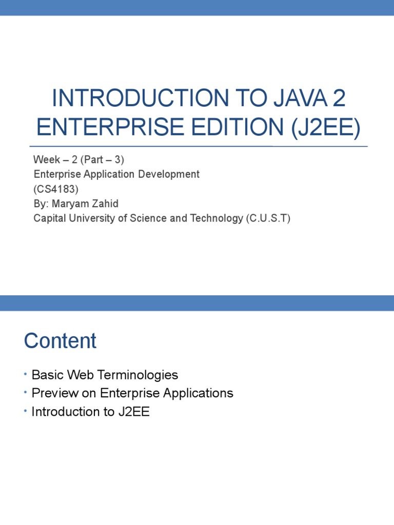 Introduction To Java 2 Enterprise Edition (J2Ee) | PDF | Dynamic Web ...